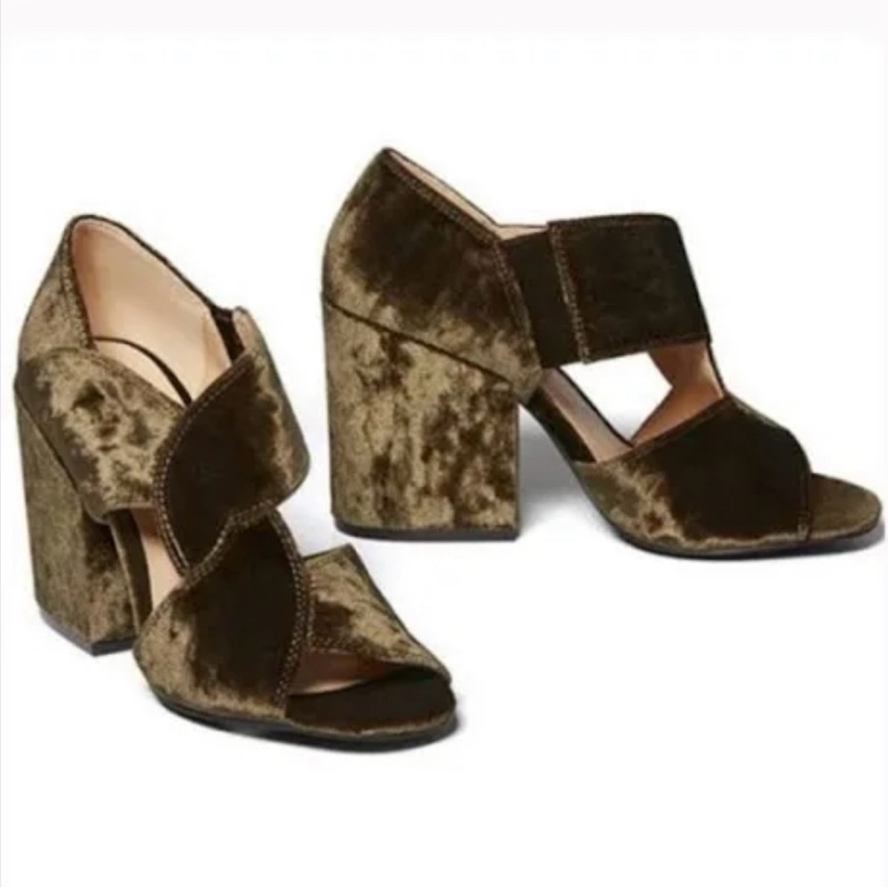 Cabi Crushed Velvet Interlock Block Open Toe Heel… - image 1